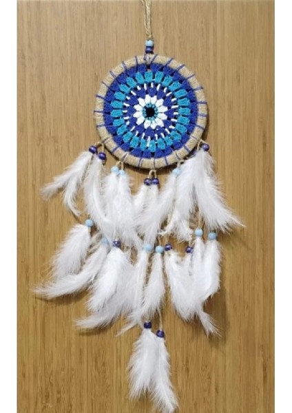 Nazar Boncuğu Desenli Dream Catcher El Yapımı Kuş Tüylü Rüya Kapanı Duvar Süsü modelleri