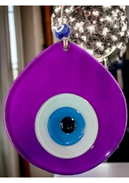 Orta Boy Şeffaf Mor Damla Desen Nazar Boncuklu Duvar Dekoru Cam Duvar Süsü fırsatları