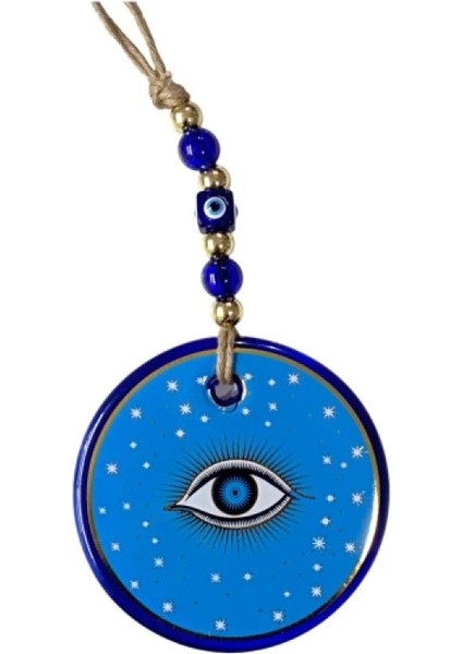 Açık Mavi Yıldız Işlemeli Göz Model Duvar Süsü Nazar Boncuklu Duvar Dekoru fiyatları