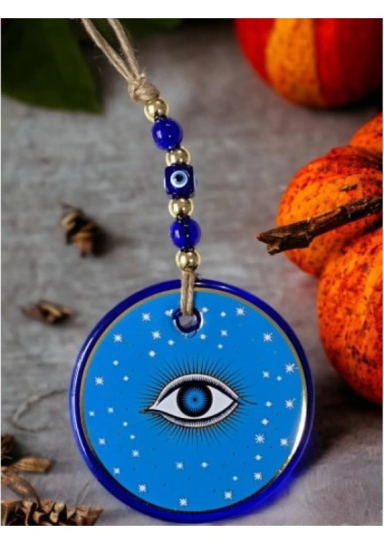 Açık Mavi Yıldız Işlemeli Göz Model Duvar Süsü Nazar Boncuklu Duvar Dekoru modelleri