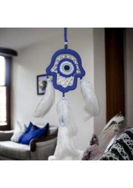 Nazar Boncuğu Motifli Mavi Fatma Ana Eli Duvar Süsü El Işçiliği Duvar Dekoru fırsatları