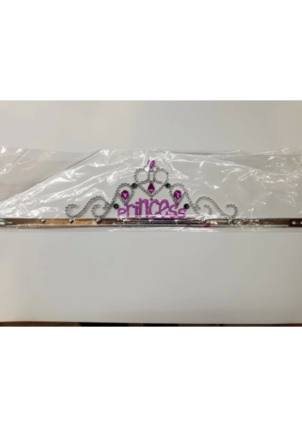 Gümüş Renk Prenses Yazılı Parti Tacı 60 cm modelleri