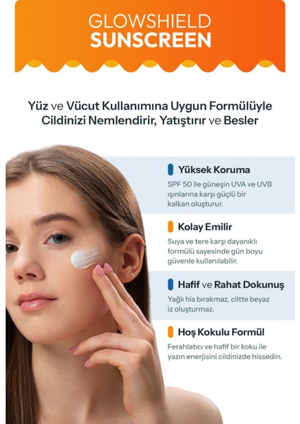 Glowshield Spf 50 Güneş Losyonu – Yüz ve Vücut – Geniş Spektrum Koruma - Nemlendirici Formül 200 ml fırsatları