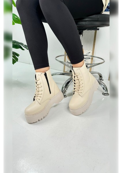 Günlük Kadın Bot Bağcıklı Kalın Yüksek Tabanlı Yumuşak Hafif Rahat Bootie 1073