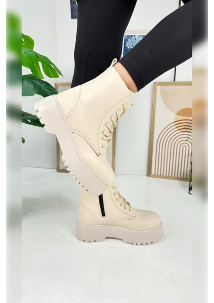 Günlük Kadın Bot Bağcıklı Kalın Yüksek Tabanlı Yumuşak Hafif Rahat Bootie 1073 modelleri