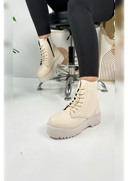 Günlük Kadın Bot Bağcıklı Kalın Yüksek Tabanlı Yumuşak Hafif Rahat Bootie 1073 indirimleri