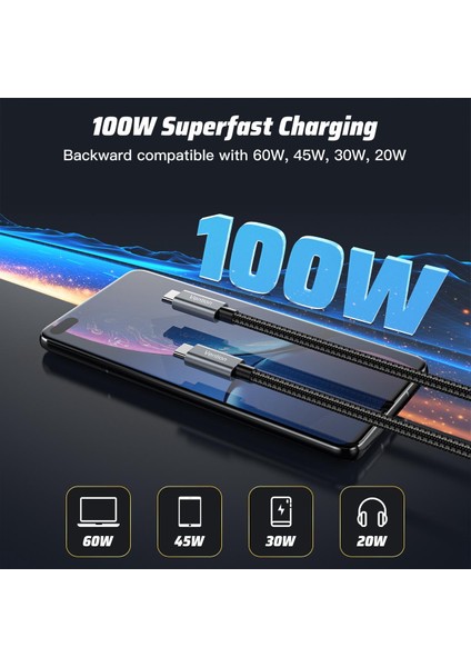 Ventıon Type-C To Type-C 100W 10GBPS Veri Aktarımı ve Hızlı Şarj Kablosu Vct-01 fırsatları