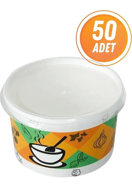 Karton Çorba Kasesi Kapaklı 50 Adet 16 Oz