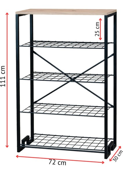 5 Katlı Ayakkabılık Modern Ahşap Üst Tablalı | Raflı Portatif Organizer