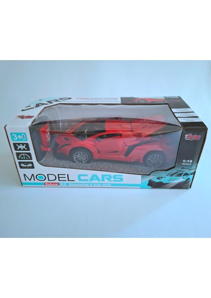 Vardem Uzaktan Kumandalı Şarjlı ve Işıklı 1:18 Kırmızı Full Fonksiyon Kapı ve Motor Kapağı Açık Spor Araba