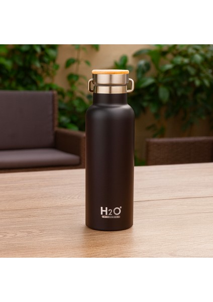 Bambu Kapaklı Çelik Termos - Siyah / Açık Kahverengi - 500 ml fiyatları