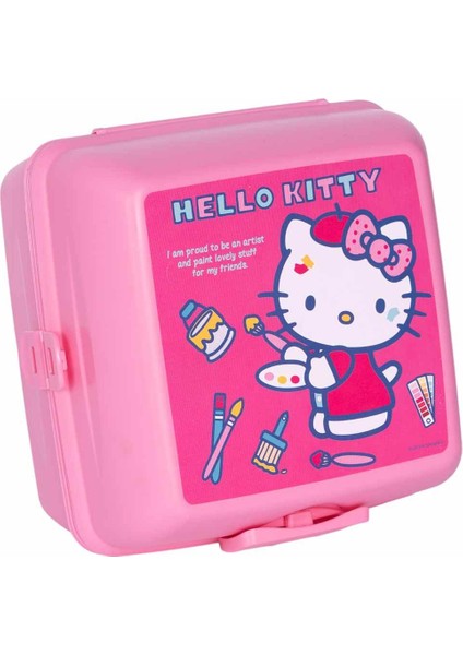Hello Kitty Beslenme Kutusu Pembe 4 Bölmeli Kız Figürlü 1 Adet Yemek Saklama Kabı Pembe Beslenme Çantası