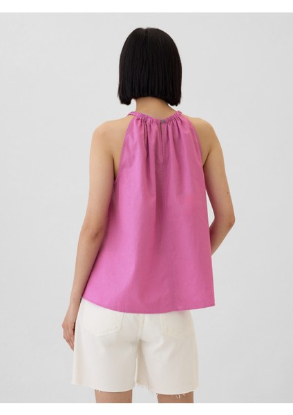 Kadın Pembe Halter Yaka Bluz