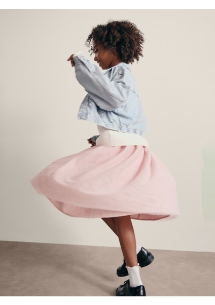 Kız Çocuk Pembe Midi Tül Etek fiyatları