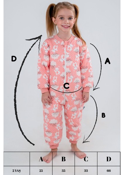 Kız Bebek 2.5 Tog Desenli Uyku Tulumu 2 Yaş