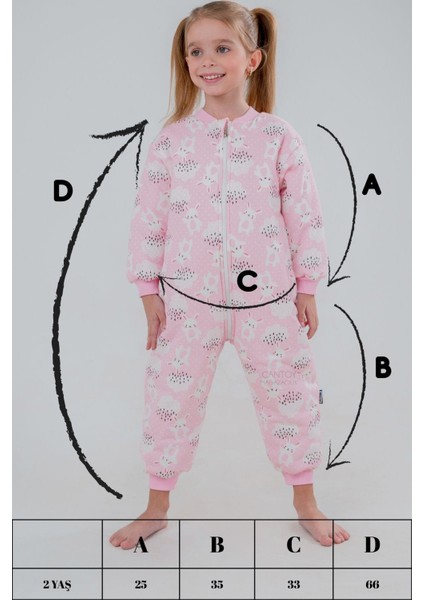 Kız Bebek 2.5 Tog Desenli Uyku Tulumu 2 Yaş