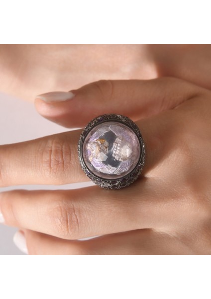 4.80 Karat Pırlanta Ametist Yüzük, Melek Figürlü, Gerçek Pırlanta, Sertifikalı Mücevher modelleri