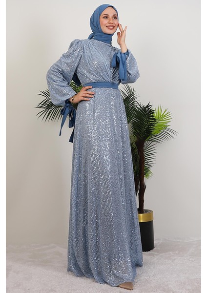 Göğsü V Drapeli Elbise Bebe Mavi modelleri