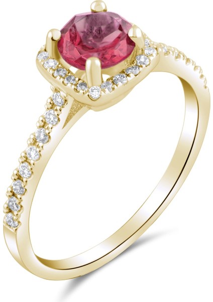 1.32 Karat Pırlanta Rhodolite Yüzük, Gerçek Pırlanta, Sertifikalı Mücevher
