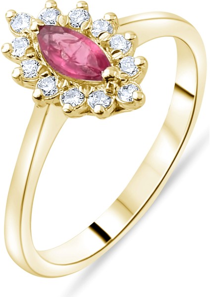 0.31 Karat Pırlanta Yakut Yüzük, Gerçek Pırlanta, Sertifikalı Mücevher