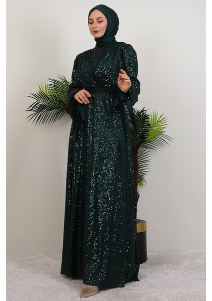 Göğsü V Drapeli Elbise Zümrüt fiyatları