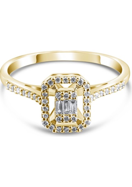 0.18 Karat Baget Pırlanta Yüzük, Gerçek Pırlanta, Sertifikalı Mücevher modelleri