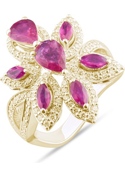 2.99 Karat Pırlanta Yakut Yüzük, Gerçek Pırlanta, Sertifikalı Mücevher