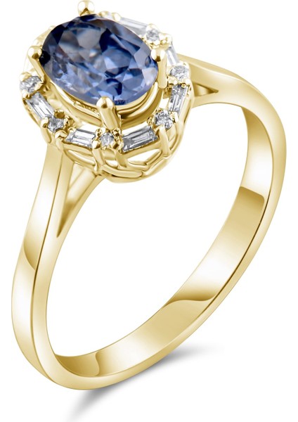 1.15 Karat Pırlanta Safir Yüzük, Gerçek Pırlanta, Sertifikalı Mücevher