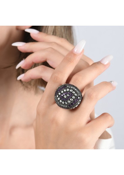 7.61 Karat Pırlanta Ametist Yüzük, Gerçek Pırlanta, Sertifikalı Mücevher modelleri