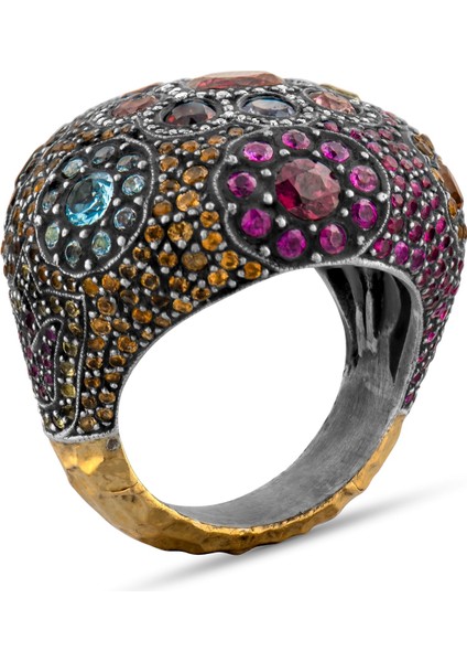 2.96 Karat Pırlanta Rhodolite Yüzük, Gerçek Pırlanta, Sertifikalı Mücevher