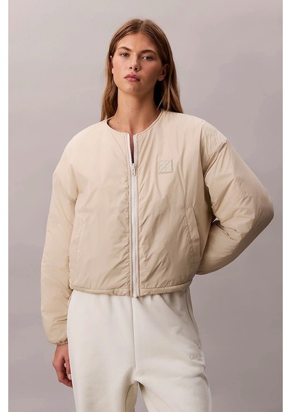 Logolu Kapitone Astarlı Kadın Bej Ceket LV044D511G-67U