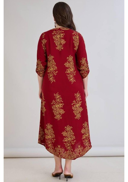 Kadın Fatoş Cep Detaylı Dokuma Viskon Kırmızı Gömlek Elbise fırsatları