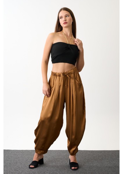 Saten Kumaş Şalvar Kesim Balon Pantolon