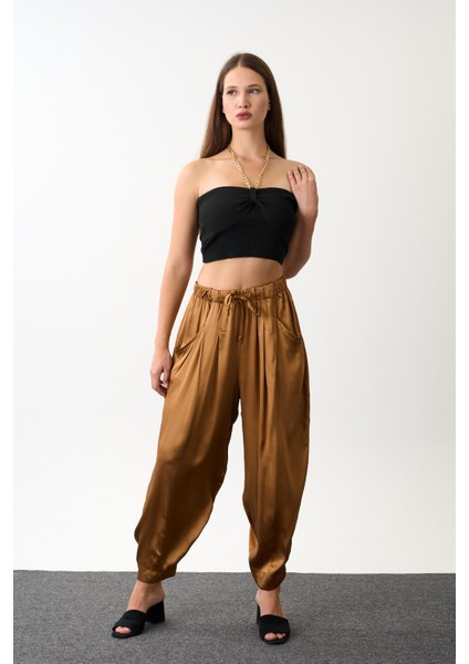 Saten Kumaş Şalvar Kesim Balon Pantolon modelleri