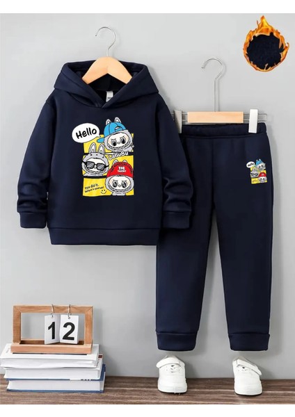 Kışlık Kız Erkek Çocuk Eşofman Takımı 5 6 7 8 9 10 11 12 Yaş Labubu