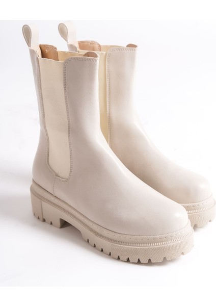 Jet-Lora Bağcıksız Lastikli Ortopedik Taban Kadın Bot Ckt - Krem fırsatları