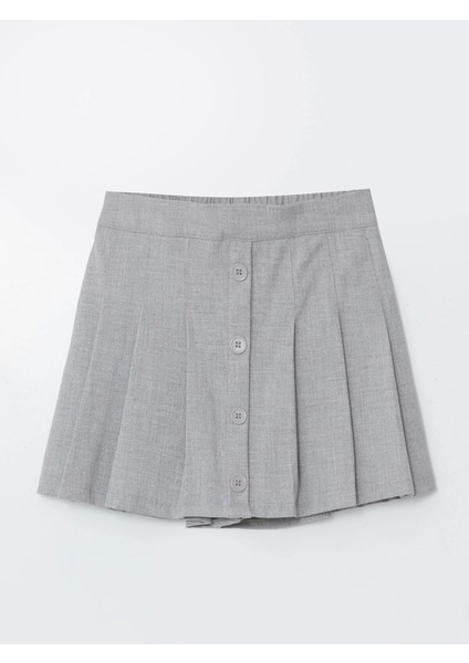 Lcw Kids Antrasit Beli Lastikli Pileli Kız Çocuk Şort Etek modelleri