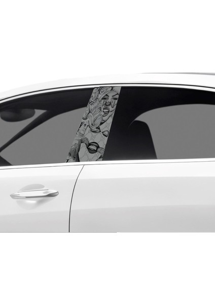 Araç Kapı Direk Kaplama Folyosu Maskeli Desenli (Sağ Sol Takım) (2 Adet) - 22X50 cm