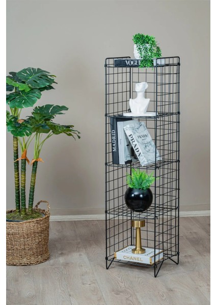 Modern Tel Kitaplık – 4 Katlı Dekoratif Raf Office Organizer