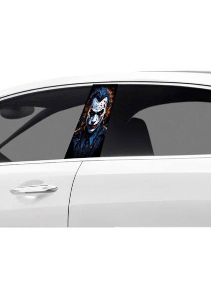 Araç Kapı Direk Kaplama Folyosu Siyah Joker Desenli (Sağ Sol Takım) (2 Adet) - 22X50 cm