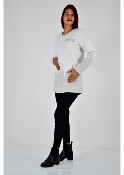 Bisiklet Yaka Desenli Triko Bluz fırsatları