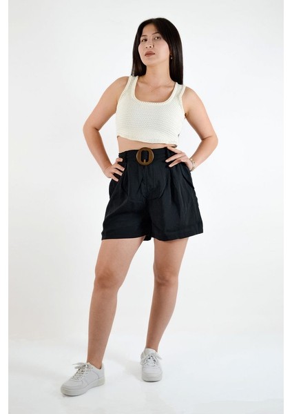 Kroşe Triko Crop Bluz - Ekru fiyatları