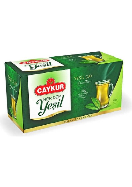 Çaykur Yeşil Çay Sade Süzen Poşet Çay 25'li modelleri