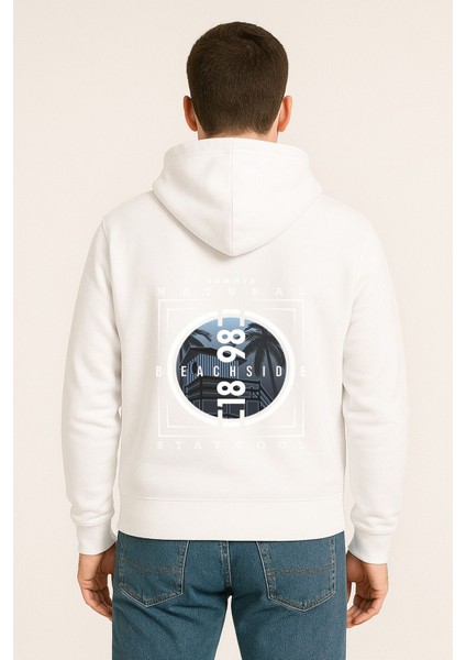 Unisex Oversize Hoodie – Beachside Stay Cool Yaz Baskılı Unisex Kapüşonlu Sweatshirt