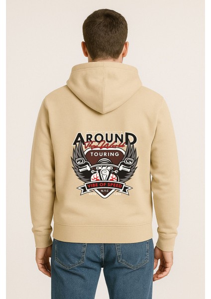 Around The World Touring Baskılı Oversize Hoodie – Vibe Of Speed Unisex Kapüşonlu Sweatshirt