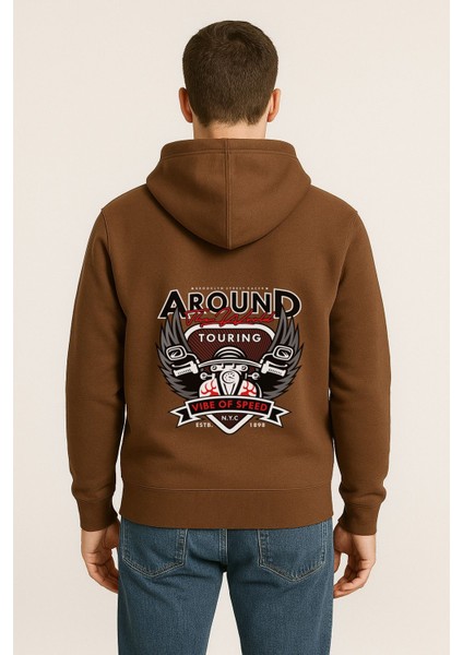 Around The World Touring Baskılı Oversize Hoodie – Vibe Of Speed Unisex Kapüşonlu Sweatshirt