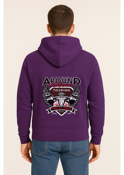Around The World Touring Baskılı Oversize Hoodie – Vibe Of Speed Unisex Kapüşonlu Sweatshirt