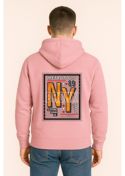Ny Bronx Metropolis Baskılı Oversize Hoodie – Unisex Urban Kapüşonlu Sweatshirt