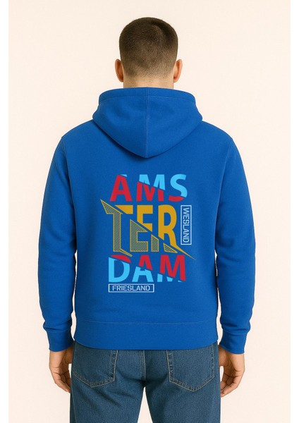 Amsterdam Renkli Baskılı Oversize Hoodie – Unisex Sokak Modası Kapüşonlu Sweatshirt