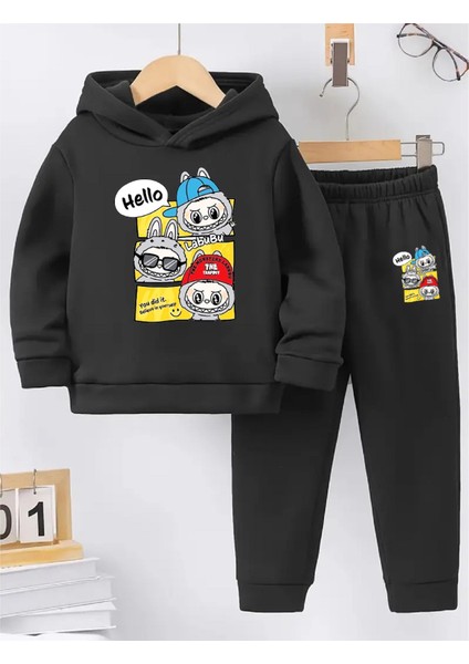 Kışlık Kız Erkek Çocuk Eşofman Takımı 5 6 7 8 9 10 11 12 Yaş Labubu